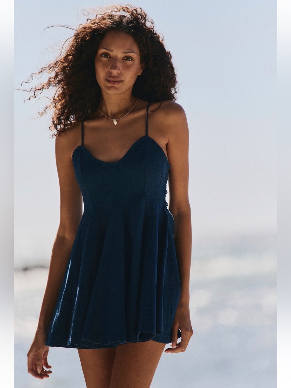 Free People Tan Lines Linen Mini Dress